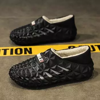 Новые мужские туфли Eva Cotton Slippers Durian Fluffy Shoes Casual Cute Soft Comfortable Outdoor Waterproof Fashion Mans Shoes 40 чёрный