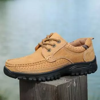 Новые мужские туфли Four Seasons Daily Outdoor Casual Shoes First Layer Cowhide Leather Leather Non-Slip Work Shoes 38
