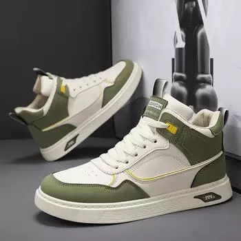 Новые мужские туфли Four Seasons High Top Plank, модные универсальные молодежные студенческие нескользящие кроссовки для бега на открытом воздухе, повседневная обувь для спорта 39 зелёный