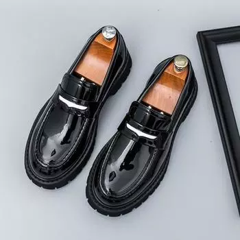 Новые мужские туфли из лакированной кожи смешанных цветов с увеличением роста, дизайнерские пенни-лоферы, формальная свадебная обувь для выпускного вечера 38