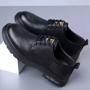 Новые мужские туфли из натуральной кожи. Модные повседневные рабочие туфли в британском стиле с низким вырезом и универсальной мягкой подошвой. 38