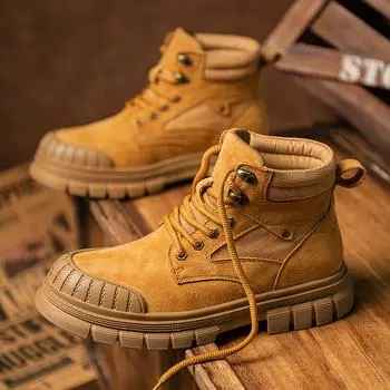 Новые мужские туфли из натуральной кожи, походная обувь, повседневная обувь, классические ретро-ботинки, винтажные кроссовки 39 золотистый