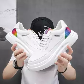 Новые мужские туфли из натуральной кожи на платформе, толстая подошва, плоская обувь для скейтбординга, весна-осень, молодежные уличные крутые кроссовки 38 синий