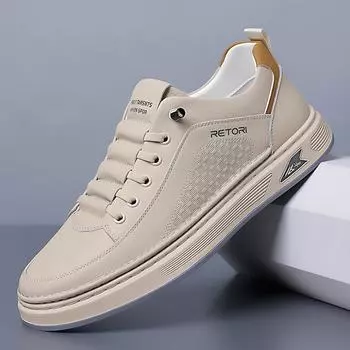 Новые мужские туфли из натуральной кожи, повседневные туфли, белые туфли для скейтбординга с насечкой, молодежные модные кроссовки без застежек 38 чёрный