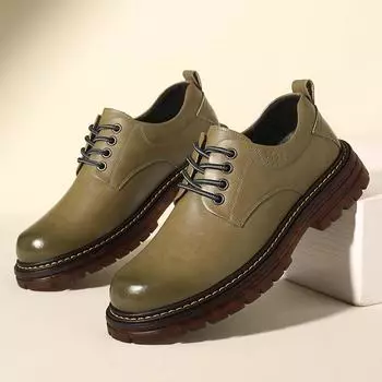 Новые мужские туфли из натуральной кожи, британские туфли на толстой подошве для мотоциклистов, официальная обувь 39 чёрный