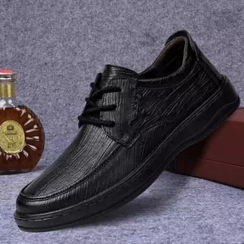 Новые мужские туфли из натуральной кожи, модные мужские ботинки для отдыха на открытом воздухе, брендовые мужские туфли для отдыха, походов, черные деловые оксфорды 38 чёрный
