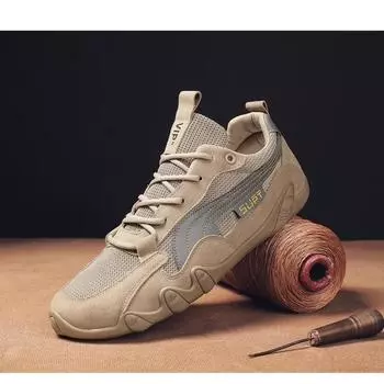 Новые мужские туфли Легкие повседневные туфли Ботильоны Дизайнерские трендовые мужские мокасины на шнуровке Нескользящие мужские кроссовки Zapatillas Hombre 39 хаки