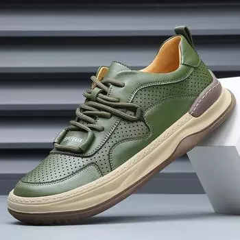 Новые мужские туфли летние полые кожаные дышащие изогнутые туфли клоун трендовые универсальные повседневные белые туфли мужские туфли для скейтбординга 38