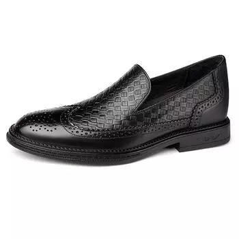 Новые мужские туфли-лифты из натуральной кожи на плоской подошве, деловые деловые кожаные туфли, мужские повседневные свадебные туфли в британском стиле 38 чёрный