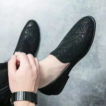 Новые мужские туфли-лоферы Nest-type Leisure Business Loafers, повседневная обувь без застежек, модная обувь для вождения, удобные мокасины для молодежи, роскошь, бесплатная доставка 38 чёрный
