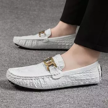 Новые мужские туфли Мужская обувь для активного отдыха Мужские универсальные лоферы из искусственной кожи Модная мужская клубная обувь Люксовый бренд Мужские туфли на плоской подошве 36 чёрный