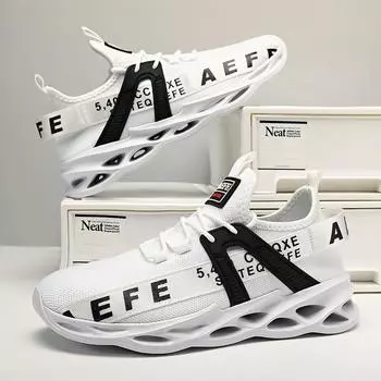 Новые мужские туфли на шнуровке, дышащие кроссовки, модные повседневные модные кроссовки 39 белый