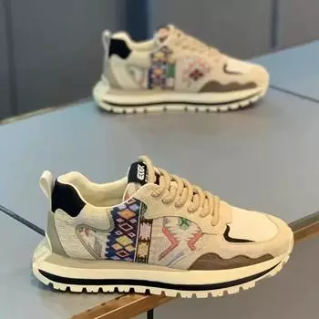 Новые мужские туфли осенние универсальные повседневные туфли с большой головой и широкими ногами Forrest Gump мужские спортивные кроссовки для бега популярные модные туфли для пап 39 бежевый