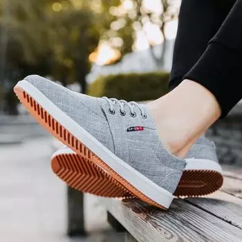 новые мужские туфли повседневные парусиновые туфли легкие кроссовки на шнуровке дышащие беговые скейтборд мужские туфли на плоской подошве мужская обувь rty67 6.5 синий