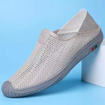 Новые мужские туфли с одной педалью, ленивые повседневные туфли, дышащая сетчатая обувь с полыми отверстиями, мужские кроссовки для бега и спорта 38