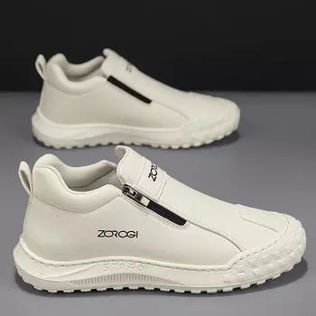 Новые мужские туфли с защитой труда, ленивая молния, одна педаль, кухонная водонепроницаемая и нескользящая рабочая обувь, повседневная кожаная обувь 39 хаки