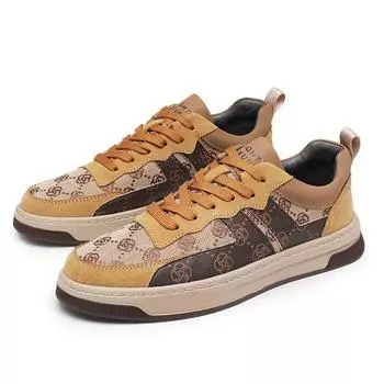 Новые мужские туфли, трендовые кожаные повседневные туфли, дизайнерские туфли с цветочным принтом на плоской подошве для скейтбординга, уличные крутые кроссовки на шнуровке 39 белый