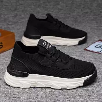 Новые мужские туфли усиливают тренд универсальная повседневная обувь простая модная спортивная обувь мягкая подошва спортивная обувь модная обувь 39 чёрный