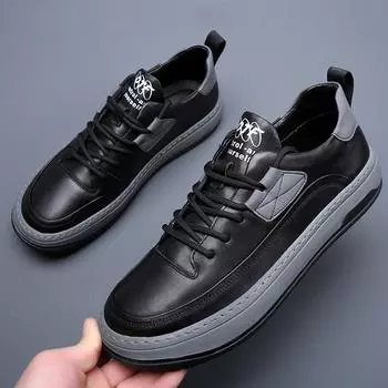 Новые мужские туфли весна осень ретро повседневная обувь из натуральной кожи трендовые туфли для скейтбординга на плоской подошве кроссовки для отдыха 38 чёрный