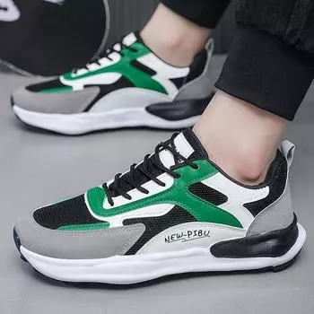 новые мужские удобные уличные удобные сетчатые туфли на толстой подошве корейская версия трендовой спортивной мужской обуви модная обувь 39