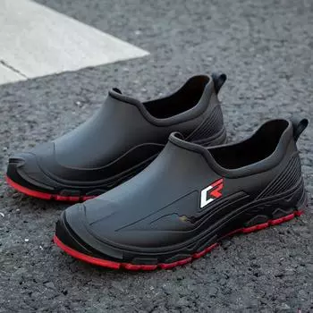 Новые мужские уличные рыболовные ботинки панк резиновые сапоги до щиколотки водонепроницаемые модные черные прочные водонепроницаемые туфли резиновые сапоги кухонные туфли 39 чёрный