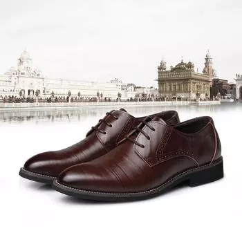 Новые мужские винтажные кожаные туфли Four Seasons для делового отдыха с острыми носками Производитель мужской кожаной обуви 38 синий