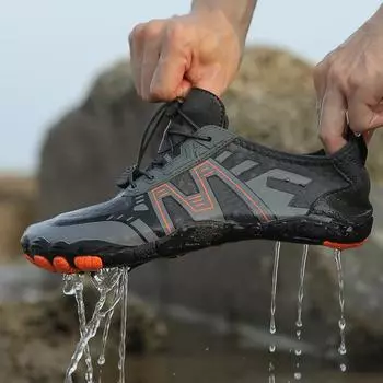 Новые мужские водные туфли Женские аква-обуви Дренажные быстросохнущие пляжные спортивные кроссовки Сандалии для плавания Йога Фитнес Катание на лодках Дайвинг Рыбалка Босиком Обувь 36 чёрный