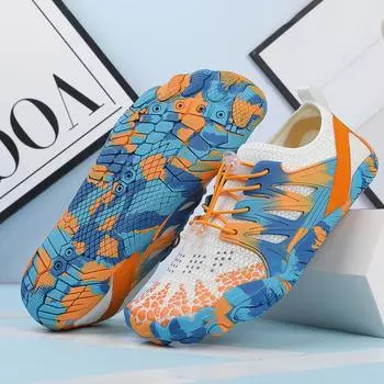 Новые мужские водные туфли Женские аква-обуви Дренажные быстросохнущие пляжные спортивные кроссовки Сандалии для плавания Йога Фитнес Катание на лодках Дайвинг Рыбалка Босиком Обувь 35 синий