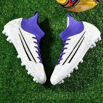 Новые мужские высокие футбольные бутсы FG/TF, высококачественные детские футбольные бутсы, противоскользящие кроссовки для уличных тренировок, кроссовки 2024, размер 33-46 34 красный