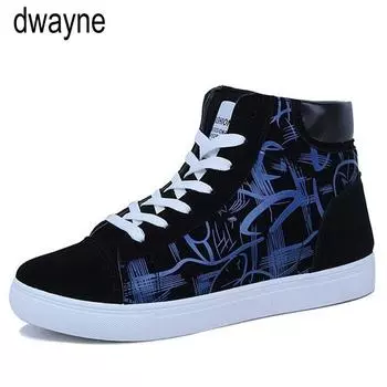 новые мужские высокие кроссовки для мальчиков граффити обувь для молодежи мужские повседневные дышащие туфли на шнуровке ty78 39 черный белый