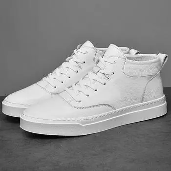 Новые мужские высокие кроссовки мужские люксовые брендовые удобные скейт-кеды мужские из натуральной кожи модные ботильоны скейт-кеды мужские 38 чёрный