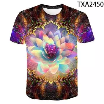 Новые мужские женские детские летние цветочные 3D-принты с коротким рукавом футболка модная повседневная уличная одежда Harajuku топы крутые футболки S