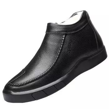 Новые мужские зимние ботинки, качественная обувь из натуральной кожи, брендовые белые теплые утепленные внутренние ботинки, мужские зимние кожаные ботинки 44 чёрный