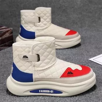 Новые мужские зимние ботинки Мужская модная универсальная хлопковая обувь Зимняя обувь для мужчин Теплые ботильоны Нескользящая обувь Толстые плюшевые ботинки 39 бежевый