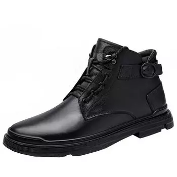 Новые мужские зимние ботинки в стиле милитари, повседневная обувь из натуральной кожи, мужские плюшевые теплые зимние ботинки, мужские хорошие ботильоны Anmy для мужчин