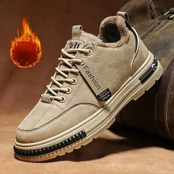 Новые мужские зимние кроссовки, мужские модные ботинки на платформе, теплая рабочая обувь для отдыха на открытом воздухе, мужская нескользящая походная обувь, универсальная хлопковая обувь 39