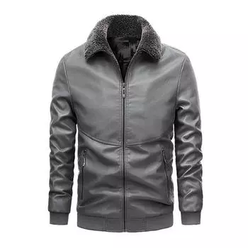 Новые мужские зимние лацканы утолщенные кожаные пальто мужские кожаные куртки кожаные куртки утолщенные бархатом M