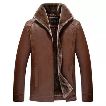 Новые мужские зимние повседневные модные кожаные куртки средние мужские повседневные кожаные куртки мужские топы M