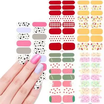 Новые наклейки для дизайна ногтей Симпатичные 16 пленок для ногтей Мультяшные наклейки для ногтей