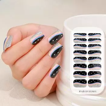 Новые наклейки для французского маникюра на 16 пальцев, наклейки для ногтей с эффектом розового лука, простые наклейки для маникюра ZE-0534