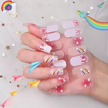 Новые наклейки для французского маникюра с прозрачными как лед японскими мультяшными наклейками для ногтей и милой пленкой для лака для ногтей