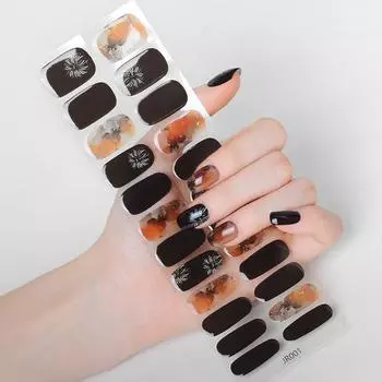 Новые наклейки для УФ-фототерапии в китайском стиле, полуобработанные наклейки для ногтей, водостойкие полноразмерные наклейки, гелевые полуобработанные наклейки для ногтей на 24 пальца JR015