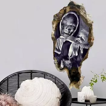 Новые наклейки на стену с изображением зомби на Хэллоуин, 3d наклейки на сломанную стену, наклейки на стену на Хэллоуин