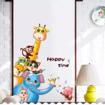 Новые наклейки на стену со слоном, львом, обезьяной, жирафом и рисунком для детской комнаты, наклейки