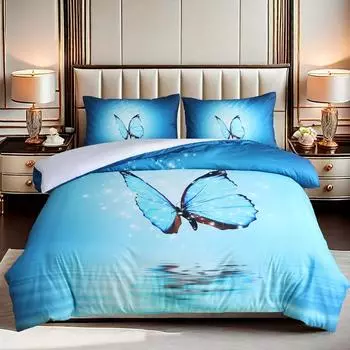 Новые напечатанные пододеяльники с 2 наволочками, приятные для кожи, удобные, большого размера, двуспальные, пододеяльники размера «king-size» 173x229cm 3pcs