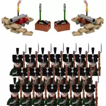 Новые Наполеоновские войны Средневековые военные строительные блоки MOC Прусские солдаты Фигурки Оружие Пистолет Сборные кирпичики Детские игрушки