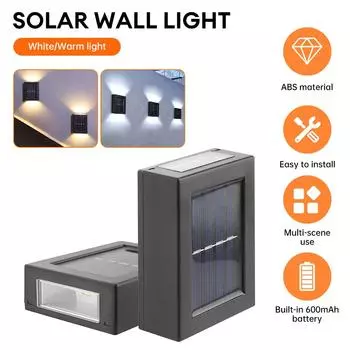 Новые настенные солнечные светильники, водонепроницаемые садовые солнечные светодиодные светильники для наружного освещения, уличные фонари, украшения для дома, балкона, крыльца, двора