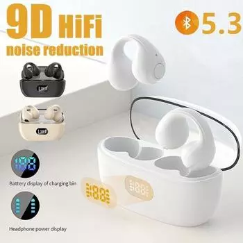 Новые настоящие беспроводные наушники Bluetooth 5.3, клипсы HiFi, стереонаушники, спортивный сенсорный цифровой дисплей, безболезненное ношение наушников