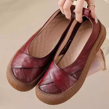 Новые настоящие кожаные балетки женские неглубокие мокасины женские нескользящие туфли женские удобные мягкие мокасины женские балетки 35