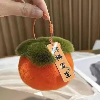 Новые настоящие кроличьи волосы, мини-милые счастливые брелки в виде хурмы, женские плюшевые брелки из меха кролика Рекс, брелок для автомобиля, сумка, украшение, подвеска, подарок A1